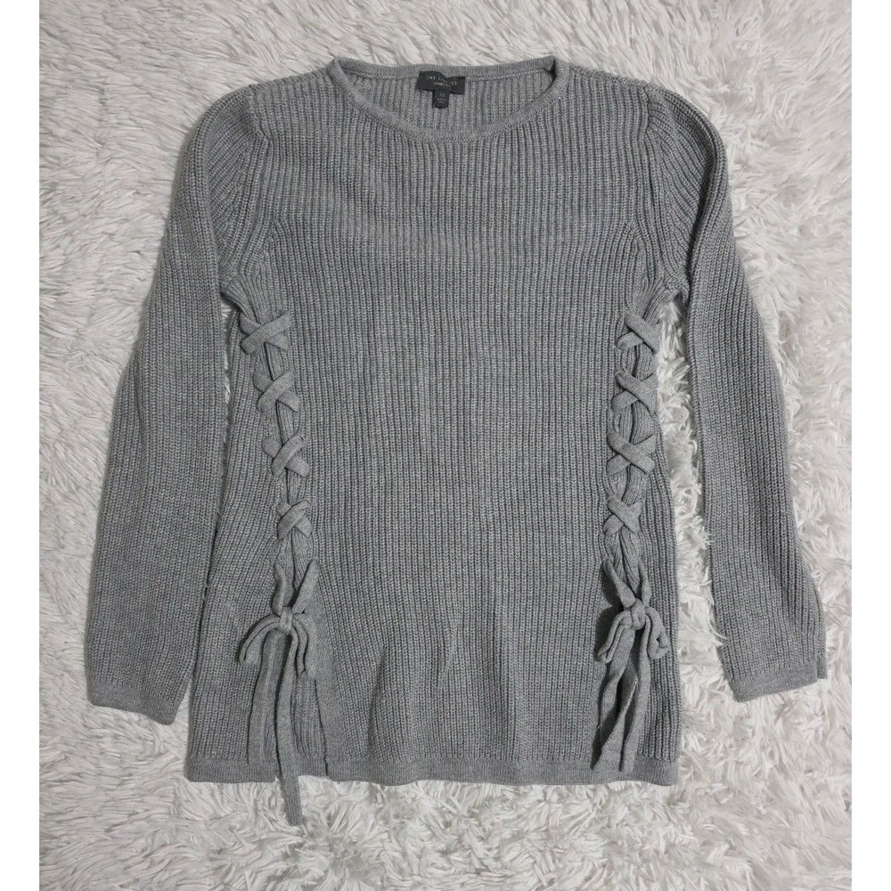 The Limited Women's Gray Pullover Criss Cross Side‎ Knit Braid Sweater Size XS